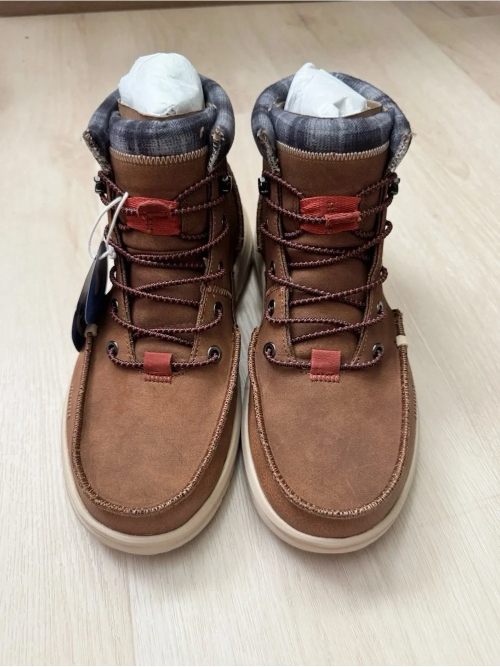 Hey Dude Brown Lace-Up Casual Boots with Cream Sole